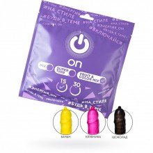 Ароматизированные презервативы «On Fruit & Colour», упаковка 15 шт, Vitalis 385, из материала Латекс, цвет Прозрачный, длина 18.5 см.