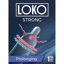 Насадка стимулирующая «Loko Strong» с продлевающим эффектом, упаковка 1 шт, СК-Визит Ситабелла 1453, из материала Латекс, цвет Прозрачный, длина 19 см.