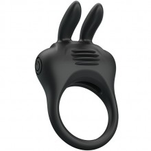 Эрекционное виброкольцо с ушками для стимуляции клитора «Pretty Love Davion», черное, Baile bi-210264, из материала Силикон, цвет Черный, длина 7.4 см.