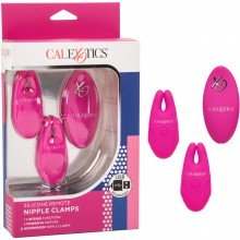 Зажимы для сосков с дистанционным управлением «Remote Nipple Clamps», цвет фуксия, California Exotic Novelties SE-0077-77-3, бренд CalExotics, из материала Силикон, длина 6.25 см.