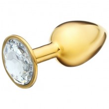 Анальная пробка с прозрачным кристаллом, цвет золотистый, материал металл, Сима-Ленд 5215661, цвет Золотой, диаметр 2.7 см.