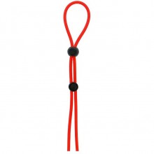 Лассо с двумя бусинами на пенис «Stretchy Lasso Cage», цвет красный, Dream Toys 21414, из материала Резина