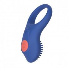 Эрекционное кольцо «French Exit Cock Ring» с мягкими щетинками, FeelzToys FLZ-E32478, из материала Силикон, цвет Синий, длина 8.3 см.