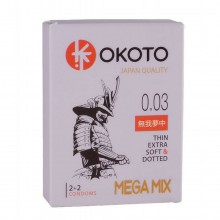 Презервативы «Okoto MegaMIX», упаковка 4 шт, СК-Визит Ситабелла 1468, из материала Латекс, цвет Прозрачный, длина 18 см.