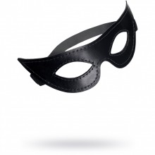 Черная открытая кожаная маска на резинке, Impirante 31370, длина 24 см.