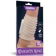Насадка на пенис с вибрацией «Vibrating Spiral Knights Ring», цвет белый, LoveToy LV343111, из материала TPE, длина 10 см.
