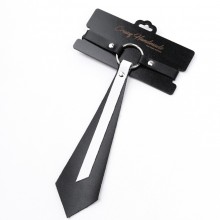 Стильный чокер-галстук из натуральной кожи, Crazy handmade сн-2025, из материала Кожа, цвет Черный