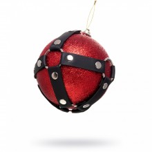 Матовый новогодний шар с клепками, цвет красный, 10 см, Pecado BDSM 13002-00, диаметр 10 см.