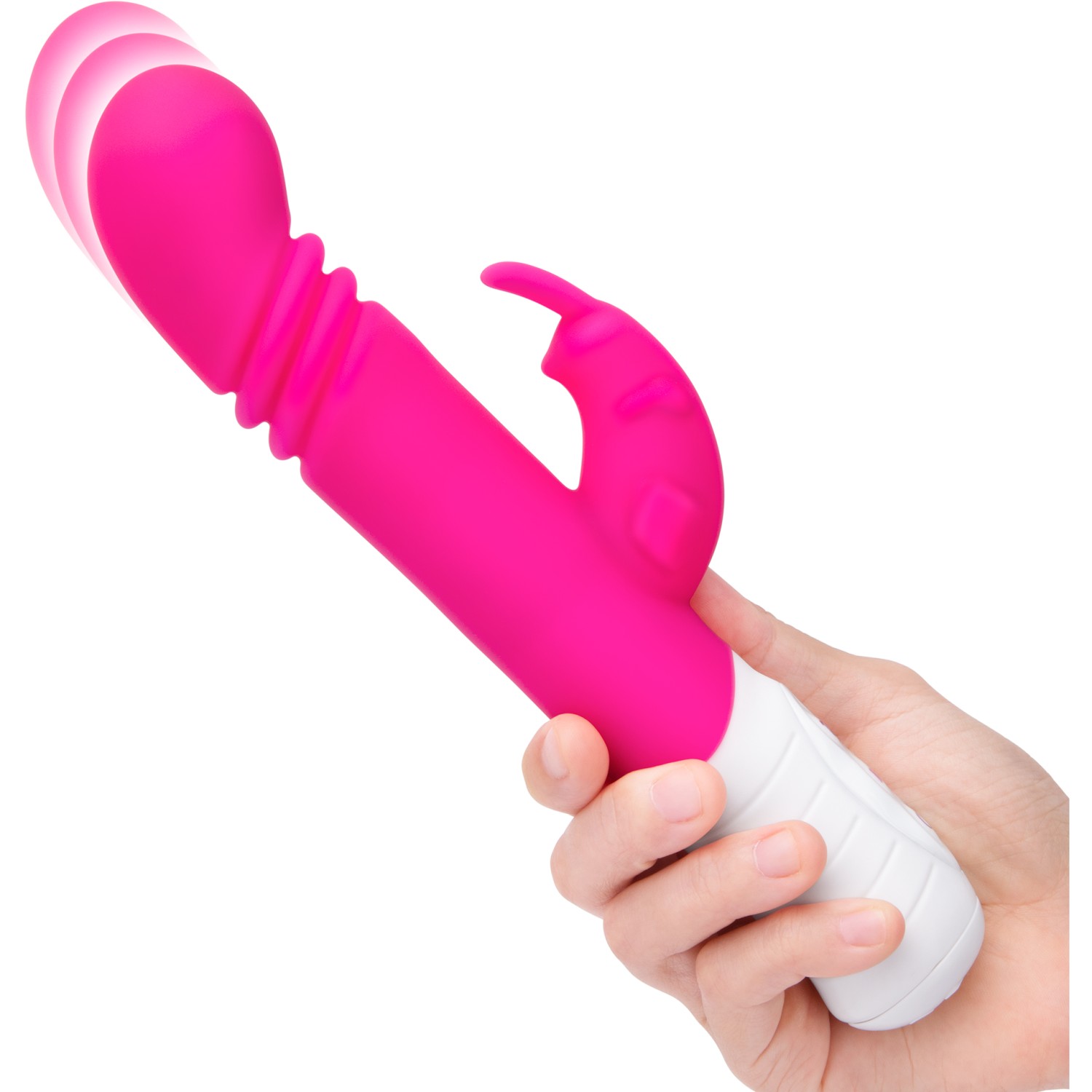 Розовый массажер-кролик для точки G «Slim Shaft thrusting G-spot», Rabbit Essentials RR-012-PNK, из материала Силикон