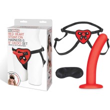      Red Heart Strap on Harness & 5in Dildo Set,  , Lux Fetish LF1379,  12 .