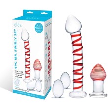 Набор стеклянных секс игрушек «Mr. Swirly», GLAS-SET-06, из материала Стекло, цвет Прозрачный, длина 18.5 см.