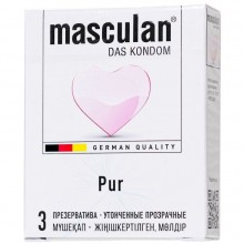 Утонченные прозрачные презервативы «Masculan Pur № 3», упаковка 3 шт, Masculan PUR № 3, из материала Латекс, цвет Прозрачный