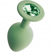 Анальная пробка с зеленым кристаллом «Gamma-S», цвет салатовый, Le Frivole 06785 S, коллекция Core, длина 7.2 см.