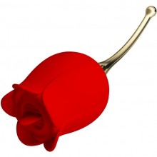 Клиторальный вибратор с язычком «Rose lover», 12 режимов вибрации, Baile bi-014915, коллекция Pretty Love, цвет Красный, длина 14.2 см.