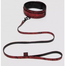 Стильный ошейник с поводком «Reversible Faux Leather Collar and Lead», Fifty Shades of Grey FS-83667, из материала Искусственная кожа, цвет Красный