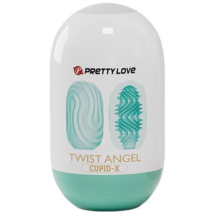 Мастурбатор в форме яйца «Twist Angel Cupid-X», цвет бирюзовый, Baile BI-014931-1, из материала TPR, коллекция Pretty Love, длина 10 см.
