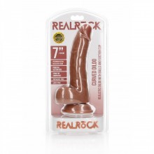 Фалоимитатор-реалистик с присоской «Curved Realistic Dildo Balls Suction Cup 7», цвет телесный, Shots Media REA122TAN, из материала ПВХ, коллекция RealRock, длина 18 см.