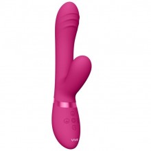Вибромассажер-кролик «Tani» с имитацией движения пальцев, цвет розовый, Shots VIVE041PNK, бренд Shots Media, из материала Силикон, длина 21.5 см.