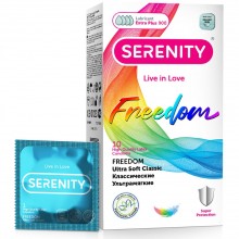 Ультрамягкие классические презервативы «Freedom Ultra Soft», 10 шт, Serenity 6949402825733, из материала Латекс, цвет Прозрачный, длина 18 см.