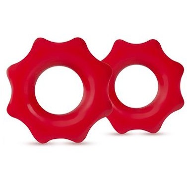 Набор из 2 фигурных эрекционных колец «STAY HARD NUTZ RED », цвет красный, Tonga BL-09998