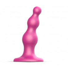 Фаллоимитатор из жидкого силикона «Dildo Plug Beads L», розовый, Strap-On-Me 6016596, цвет Фуксия, длина 14.8 см.