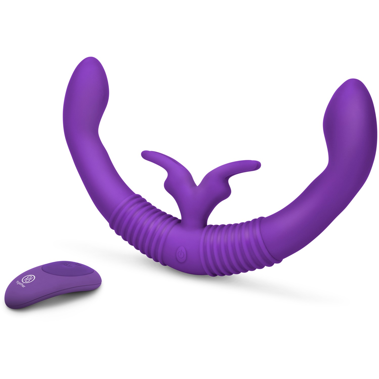 Парный двухголовый фиолетовый кролик-вибратор «Female Intimacy Vibe», Together Toy TOG-002, из материала Силикон, длина 25.4 см.