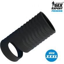 Открытая насадка на пенис «XXXL» для мужчин, Sex expert sem-55228, из материала Силикон, цвет Черный, длина 9.9 см.