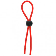 Красное эрекционное лассо с одной бусинкой-утяжкой «Stretchy Thick Lasso», Dream Toys 21415, из материала TPR, длина 14 см.