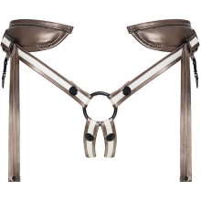 Пояс для страпона «Leather Desirous Harness», цвет бронза, Strap-On-Me 6016060
