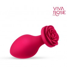 Малиновая анальная пробка с розой, Viva Rose Toys RT-34017, из материала Силикон, цвет Малиновый, длина 8.3 см.