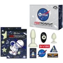 Светящийся в темноте анальный набор «Asstronaut Glow In The Dark Set», B-vibe BV-046, из материала Силикон, цвет Белый, длина 12.5 см.