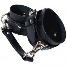 Черные кожаные наручники с соединением на карабинах, Лунный свет VS-N-196, цвет Черный