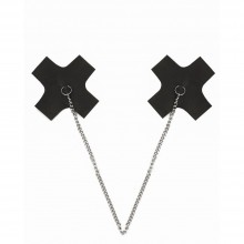 Пэстисы на грудь «Джага-Джага» с металлической цепочкой, цвет черный, 941-13-1 black dd, из материала Экокожа