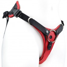 Красно-черный женский пояс для страпона с 2 способами крепления насадок, LOVETOY 9835, бренд Биоклон