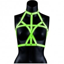 Портупея светящаяся «Bra Harness - Glow in the Dark», цвет зеленый, размер S/M, Shots Media OU742GLOSM, из материала Экокожа