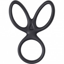 Тройное кольцо на пенис «A-Toys Kraken», цвет черный, ToyFa 768038, из материала Силикон