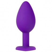 Фиолетовая анальная пробка с золотистым кристаллом-сердцем «Bling Plug Small», BL-95831, бренд Blush Novelties, из материала Силикон, длина 7.6 см.