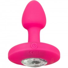 Перезаряжаемая анальная вибро-пробка «Cheeky Gems Small Rechargeable Vibrating Probe» со стразом, цвет розовый, California Exotic Novelties SE-0443-05-3, бренд CalExotics, длина 5 см.