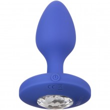 Перезаряжаемая анальная вибропробка «Cheeky Gems Medium Rechargeable Vibrating Probe» с кристаллом, цвет синий, California Exotic Novelties SE-0443-20-3, из материала Силикон, длина 7.5 см.