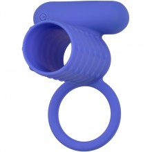 Мужское эрекционное кольцо на пенис «Silicone Rechargeable Endless Desires Enhancer» с вибрацией и кольцом для мошонки, цвет синий, Calexotics SE-1844-30-3, из материала Силикон, длина 10.25 см.