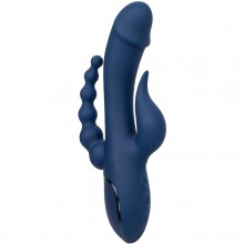 Мощный вибратор с тройной стимуляцией «III Triple Orgasm», цвет синий, материал силикон, California Exotic Novelties SE-4386-05-3, длина 20.5 см., со скидкой