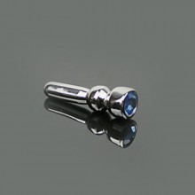 Уретральная страза с голубым кристаллом, материал медицинская сталь, TUP-0035G, цвет Серебристый, длина 4.8 см.