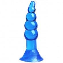Анальная пробка-елочка с присоской, цвет голубой, TAP-0508G, бренд OEM, из материала TPR, длина 11 см.