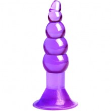 Анальная елочка из шариков с присоской, цвет фиолетовый, TAP-0508F, бренд OEM, из материала TPR, длина 11 см.