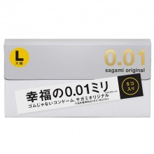Презервативы полиуретановые «Original 0.01 L» 5 штук, Sagami 150582, цвет Прозрачный, длина 19 см.