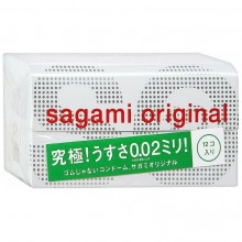Супертонкие полиуретановые презервативы «Sagami Original 002» + лубрикант, 12шт, 150586, цвет Прозрачный, длина 19 см.