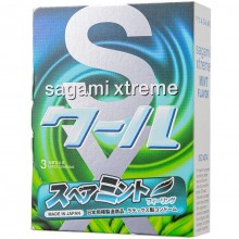 Латексные ультратонкие презервативы со вкусом мяты «Xtreme Mint» латексные, 3 шт., Sagami 150580, цвет Прозрачный, длина 19 см.