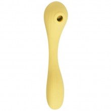 Гибкий вагинально-клиторальный вибростимулятор «Bobi», цвет желтый, Magic Motion 861161, из материала Силикон, длина 20.5 см.