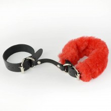 Кожаные наручники с ярко-красной опушкой «Lite», СК-Визит Ситабелла 3442-12, цвет Красный