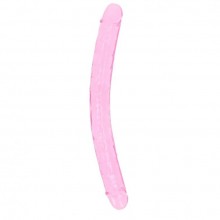 Фаллоимитатор реалистичный «Crystal Clear Dong» двусторонний, цвет розовый, Shots Media REA160PNK1, длина 45 см.